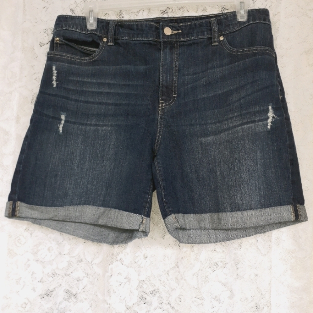 Womens Jennifer Lopez Distressed Denim Shorts Sz16